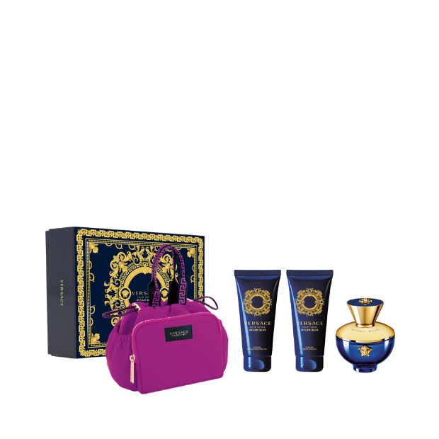 Versace Dylan Blue Pour Femme EDP (L) 100ml + BL 100ml + B&SG 100ml + Black & Gold Pouch (Xmas 2021)