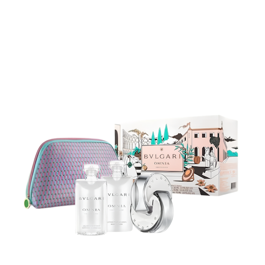 Bvlgari Omnia Crystalline EDT (L) 65ml + SG 75ml + BL 75ml + Pouch (2023)