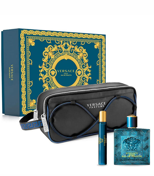 Versace Eros EDT (M) 100ml + Travel Spray EDT 10ml + Black Trousee (Xmas 2023)